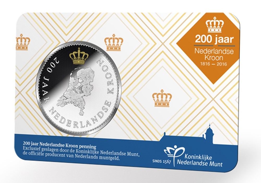 Coincard 200 jaar Nederlandse Kroon Penning 2016 BU