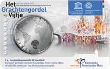 Coincard Het Grachtengordel Vijfje 5 euro verzilverd 2012 BU