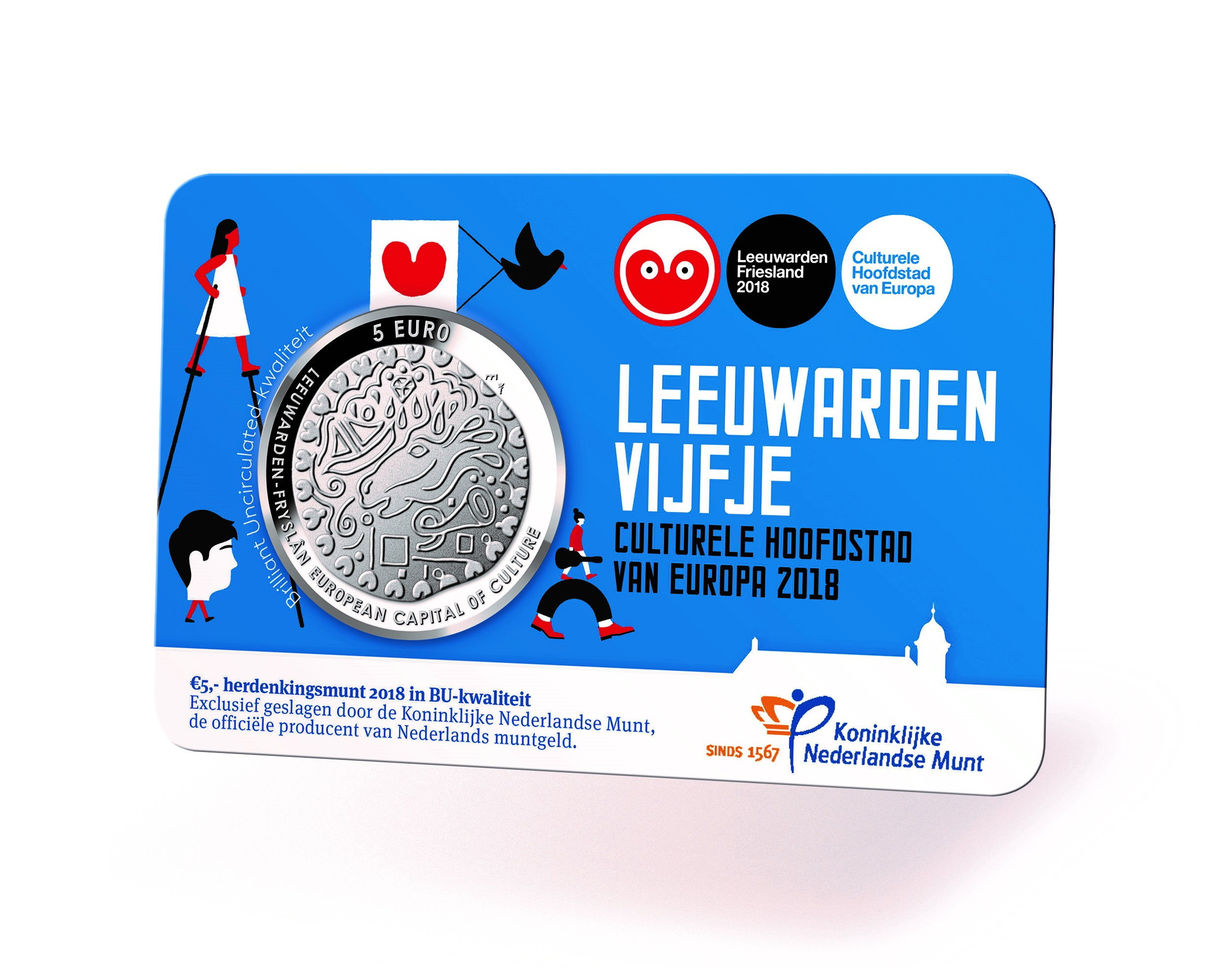 Coincard Het Leeuwarden Vijfje 5 euro verzilverd 2018 BU