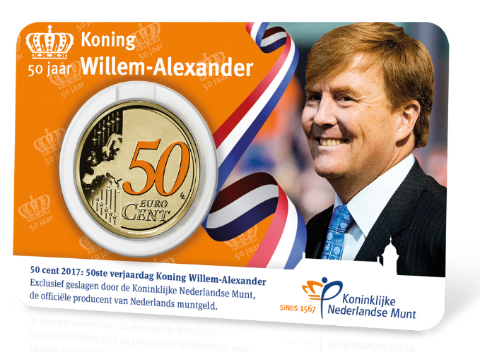 Coincard Willem-Alexander 50 jaar 50 eurocent 2017 UNC