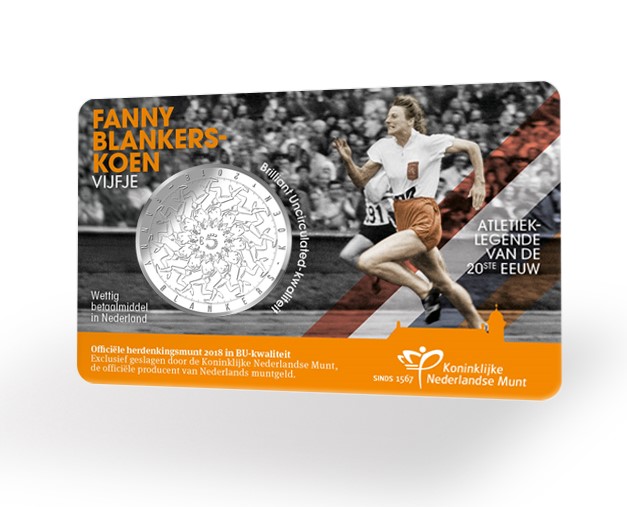 Coincard Het Fanny Blankers-Koen Vijfje 5 euro verzilverd 2018 BU