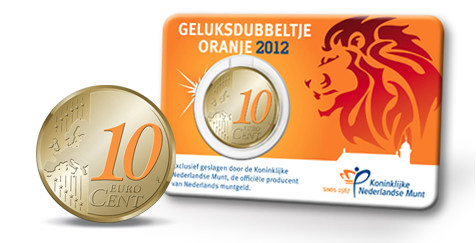 Coincard Het Oranje Geluksdubbeltje 10 eurocent 2012 UNC