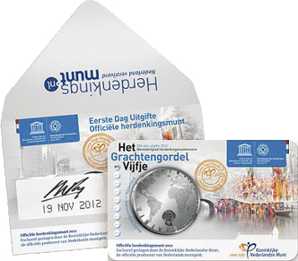 Coincard Het Grachtengordel Vijfje 5 euro verzilverd 2012 1e dag