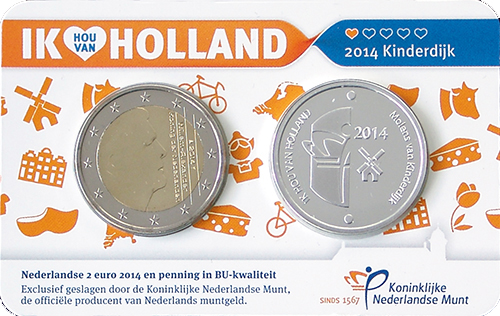Coincard Holland coincard 2 euro 2014 BU zilver