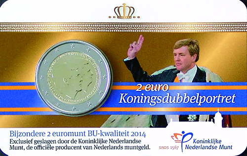Coincard Koningsdubbelportret 2 euro 2014 BU