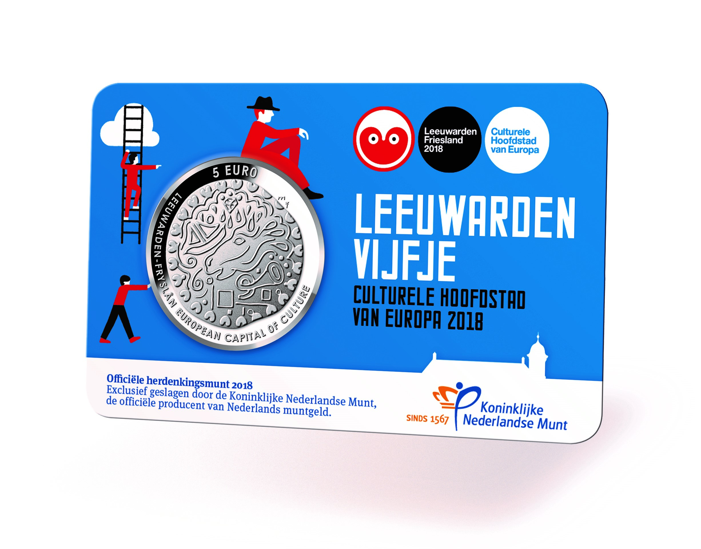 Coincard Het Leeuwarden Vijfje 5 euro verzilverd 2018 UNC