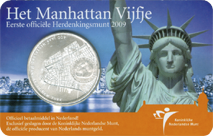 Coincard Het Manhattan Vijfje 5 euro verzilverd 2009 UNC