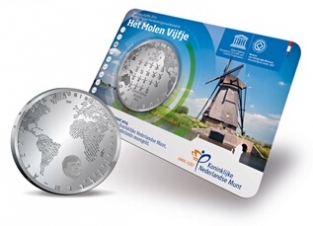 Coincard Het Molen Vijfje 5 euro verzilverd 2014 UNC