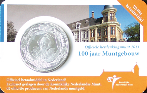 Coincard Het Muntgebouw Vijfje 5 euro verzilverd 2011 UNC
