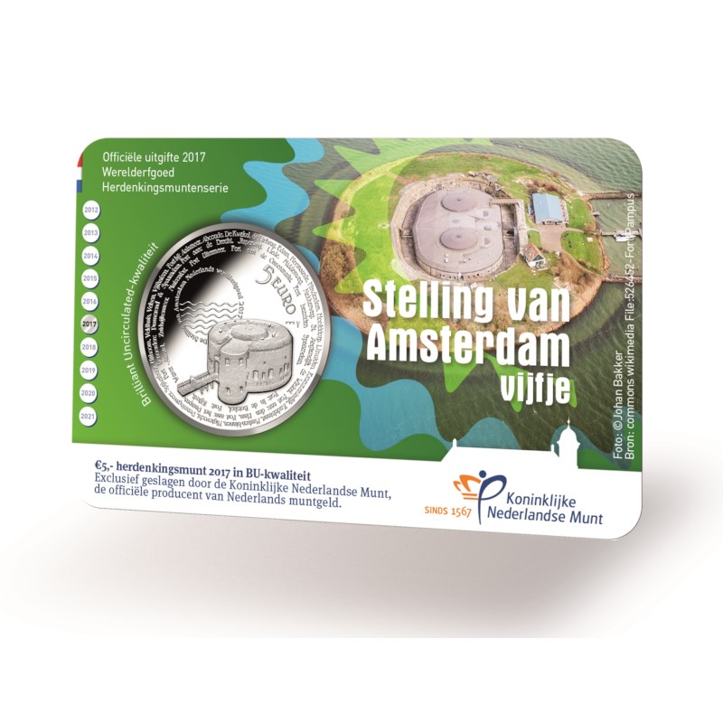 Coincard Het Stelling van Amsterdam Vijfje 5 euro verzilverd 2017 BU