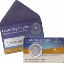 Coincard Het Architectuur Vijfje 5 euro verzilverd 2008 1e dag