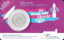 Coincard Het Vrede van Utrecht Vijfje 5 euro verzilverd 2013 UNC