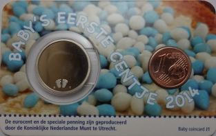 Coincard Baby jongen 1 eurocent 2014 UNC