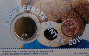 Coincard Baby jongen 1 eurocent 2016 UNC