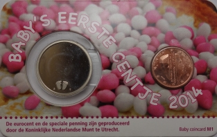 Coincard Baby meisje 1 eurocent 2014 UNC