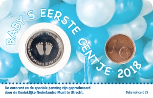 Coincard Baby jongen 1 eurocent 2018 UNC