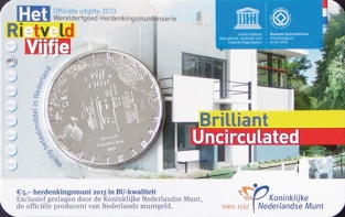 Coincard Het Rietveld Vijfje 5 euro verzilverd 2013 BU