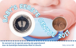 Coincard Baby jongen 1 eurocent 2017 UNC