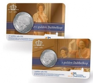 Coincards 1 Gulden Beatrix Dubbelkop & 2.5 Gulden Beatrix Dubbelkop 2013 UNC