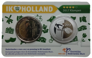 Coincard Holland coincard 2 euro 2017 BU zilver