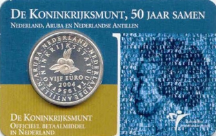Coincard Koninkrijksmunt 5 euro zilver 2004 UNC