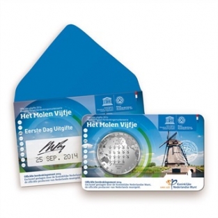 Coincard Het Molen Vijfje 5 euro verzilverd 2014 1e dag