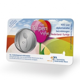 Coincard Het Tulpen Vijfje 5 euro verzilverd 2012 BU