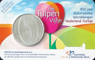 Coincard Het Tulpen Vijfje 5 euro verzilverd 2012 UNC