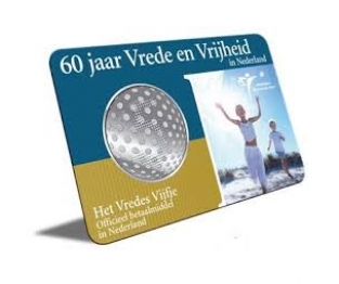 Coincard Het Vredes Vijfje 5 euro zilver 2005 UNC