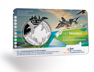 Coincard Het Wadden Vijfje 5 euro verzilverd 2016 BU