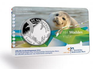 Coincard Het Wadden Vijfje 5 euro verzilverd 2016 UNC